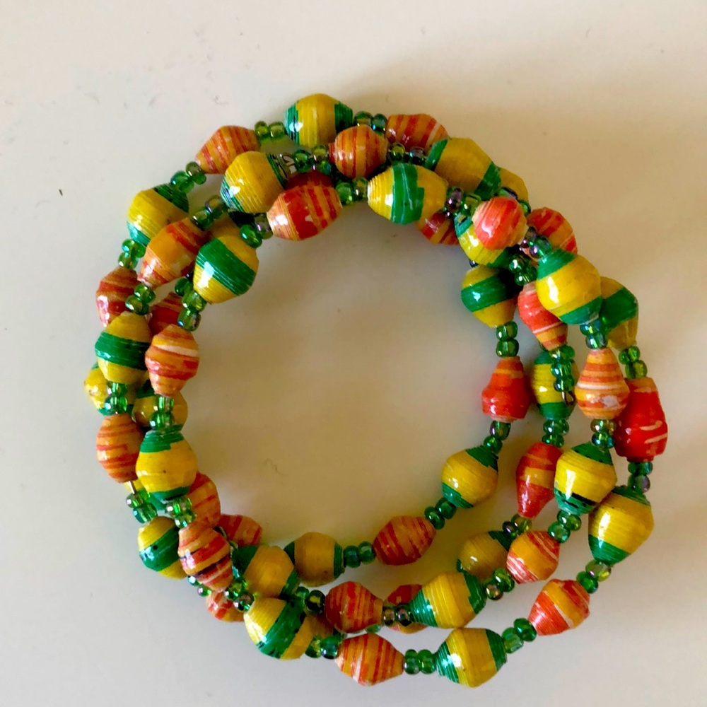 Maasai Paper Bead Bracelet, made in Uganda.